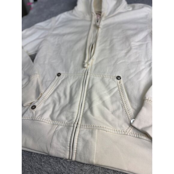 True Religion Mens Unisex Off-White Hoodie Jacket L Cotton Zip-Up NWOT - Picture 11 of 16